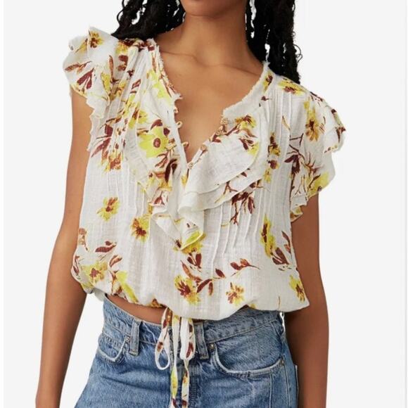 Free People Tops - NWT Free People Naya Print Top in Ivory Combo